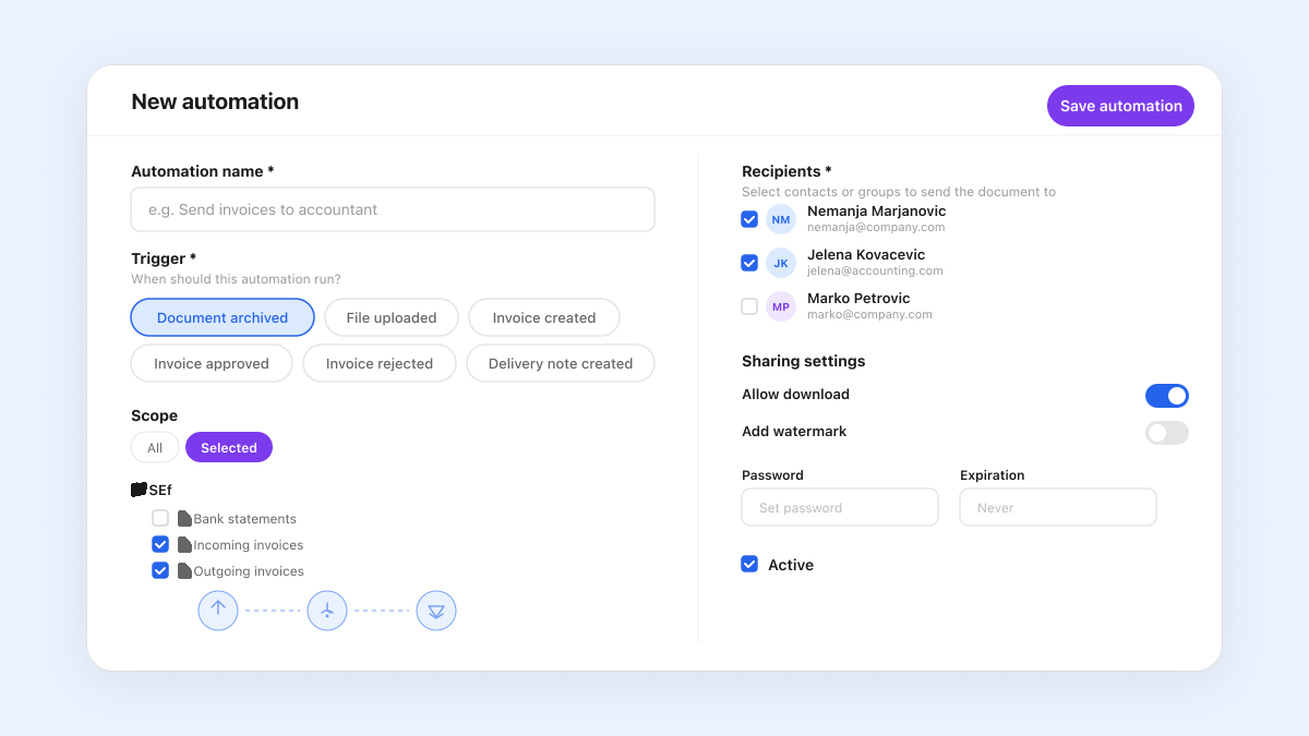Automations in Arhivix: Automatic Notifications When Documents Are Archived, Uploaded, or Created